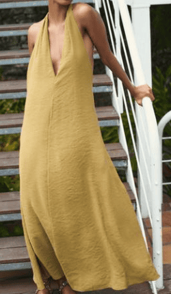 VESTIDO SATÉN ESCOTE CASCADA